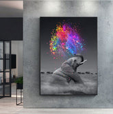 TPFLiving Poster Leinwand / Grauer Elefant mit bunten Regenbogen Farben / Verschiedene Größen - OHNE Rahmen - Modell JB1066